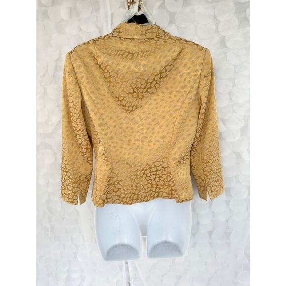 Vintage Kay Unger GOLD Damask Animal Print Blazer Jacket Evening Size 6 Formal - Picture 6 of 11